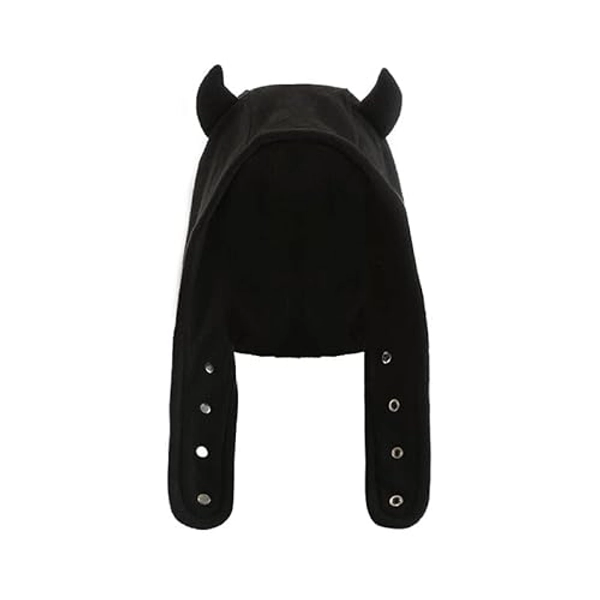 Pooyikoi Y2K Polar Fleece Ear Cap Autumn Winter Devil's Horn Bomber Hat Earmuff Beanie Skullies Travel Ski Cap for Women
