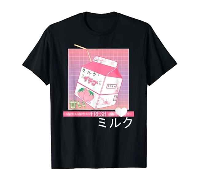 90s Japanese Otaku Stylish Aesthetic Milk T-Shirt