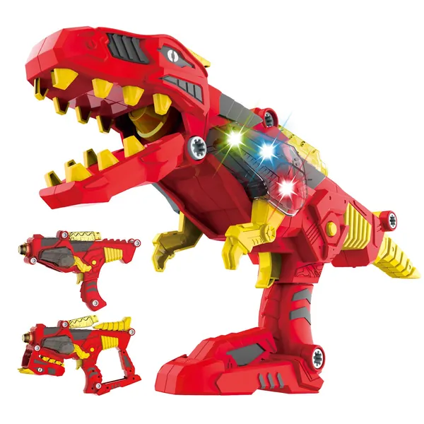 Pup Go Dino Charge T Rex with Flashing Lights & Sound, 3 in 1 Transforming Take Apart Dinosaur Toy for Kids, Build Your Own Dino Blaster Construction STEM Educational Gifts Boys Girls Age 3+ Year Old