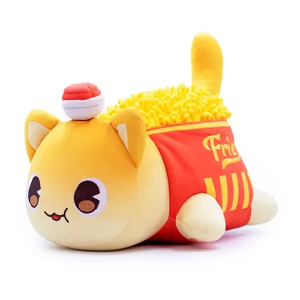 Cat Plushie - Mee meows Cat Food Plush Merch, Cat Mee Meow Plush Cute Anime Cartoon Cat Stuffed Animal Figure Toy Plush Pillow Gift for Fans Kids (French Fries)