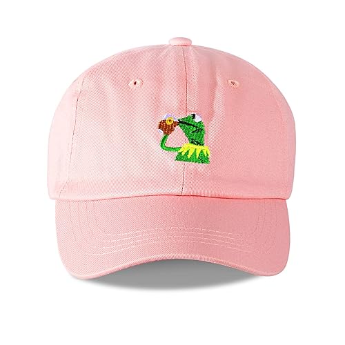 Adjustable Kermit The Frog Embroidered Baseball Cap - Unisex Classic Dad Trucker Hat - One Size-Medium - Pink