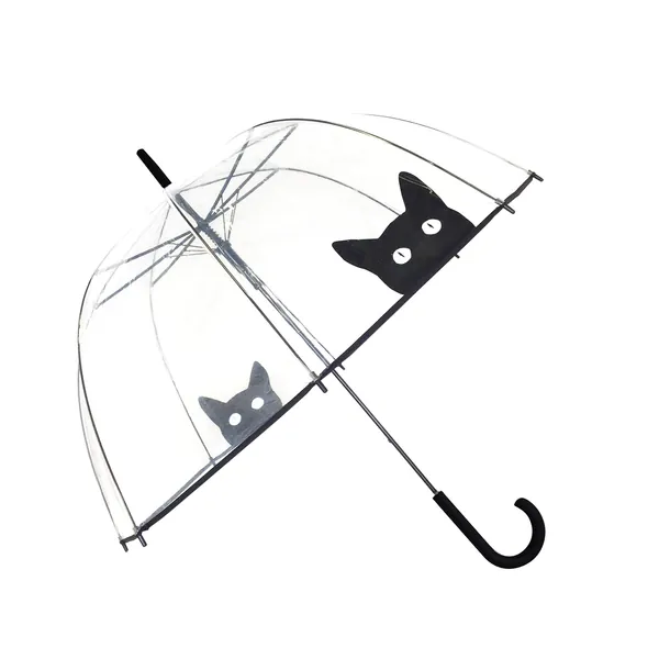 SMATI Stick Clear Bubble Umbrella - Auto Open - for Women and Kids (The Enhanced Edition Cat)