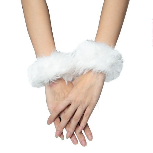 Winter Plush Cow Wrist Cuffs - Pre-Order White