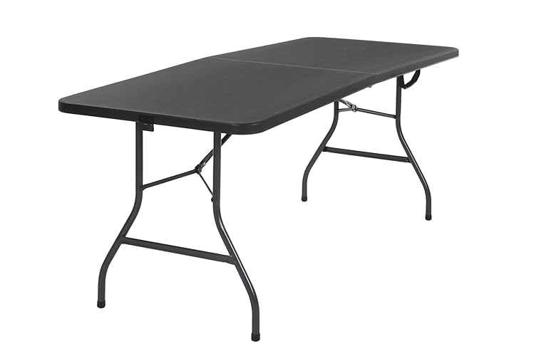 COSCO Molded Folding Banquet Table w/Handle, 6ft, Black - Black - 6ft - Centerfold