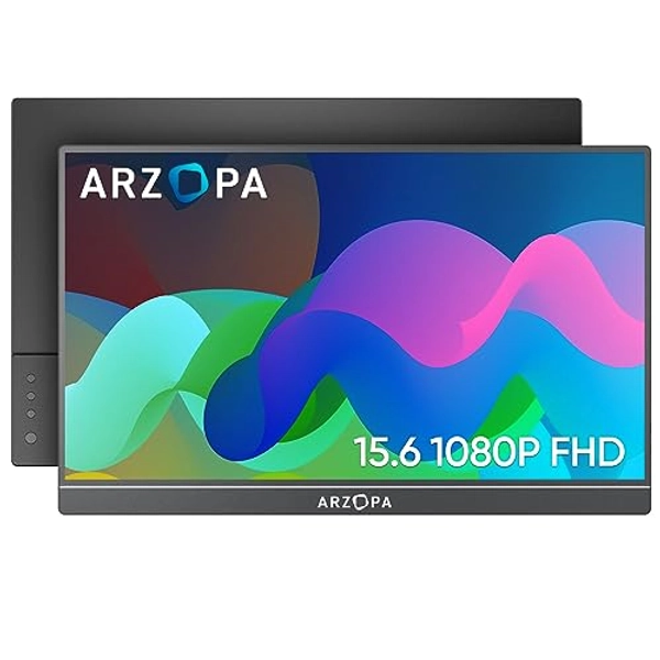 ARZOPA Portable Monitor 15.6'' FHD 1080P Portable Laptop Monitor IPS Computer External Screen USB C HDMI Display for PC MAC Phone Xbox PS5- A1 GAMUT - 1080P