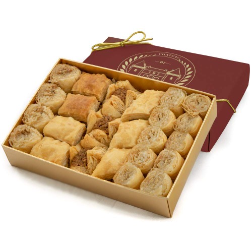Baklava Sweet, Bitesize Baklawa, 24 Pieces, Chateau de Mediterranean, Gift Box with Ribbon 300g