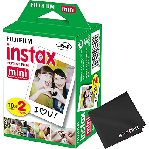 Fujifilm Instax Mini Instant Camera Film: 20 Shoots Total, (10 Sheets x 2) - Capture Memories Anytime, Anywhere - Boomph Kit - 20 Pack