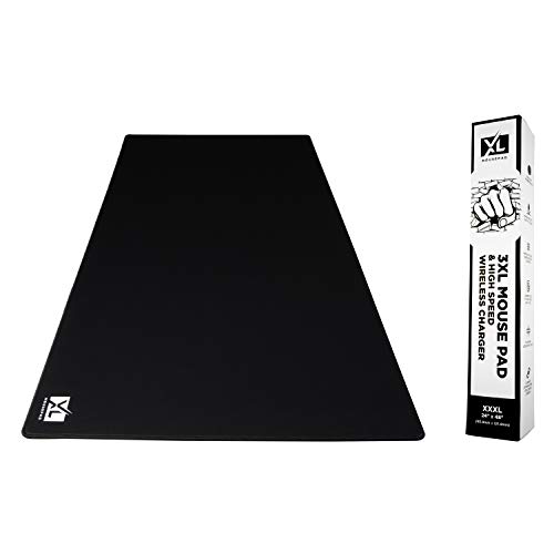 3XL Huge Mouse Pads Oversized (48''x24'') - Extra Large Gaming XXXL Mousepad for Full Desk - Super Thick Nonslip Rubber Base and Waterproof Desktop Keyboard Extended Mouse Mat (Black, XXX-Large) - Black - 3XL (48'' x 24'')