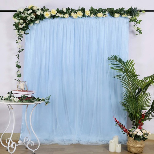 Wedding Tulle Backdrop Curtains 5ftx7ft Baby Blue Stage Backdrop Fabric Dessert Table Background Photography Decorations - 5ftx7ft Baby Blue