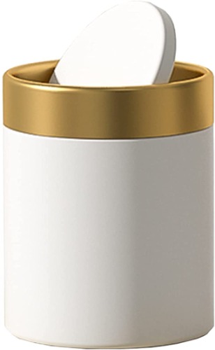 Mini Trash Can with Lid, Stainless Steel Small Tiny Trash Can, Countertop Trash Cans for Desk Car Office Coffee Pod, Swing Top Trash Bin 1.5 L/0.40 Gal, White - White