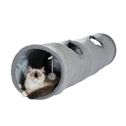 Collapsible Cat Tunnel Toy in suede