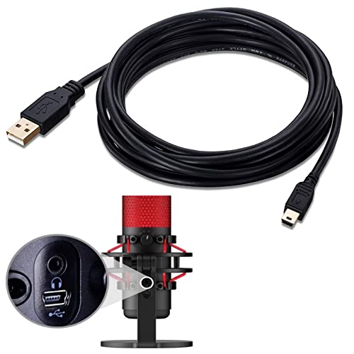 Lång 10 fot Mini-B USB-kabel för HyperX Quadcast USB kondensor spelmikrofon (Obs: Inte för QuadCast S, inte kompatibel med alla HyperX-mikrofoner, se produktbilder)