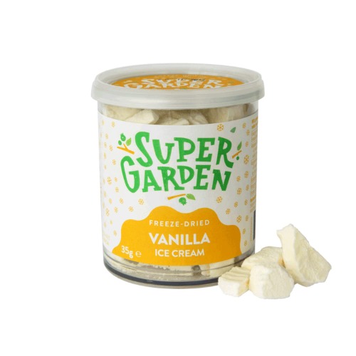 Frystorkad vaniljglass - begränsad upplaga frystorkat godis - smakrik och läcker astronautmat och frystorkat godis från Super Garden (35g)