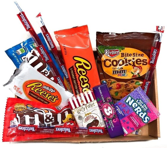 Candy Fun Peansmör-låda | USA import | amerikanskt jordnötssmör godis | födelsedag, gåva | 7 delar