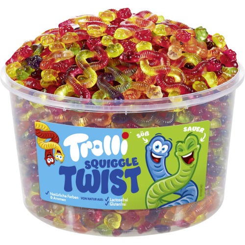 Trolli Squiggle Twist söta och sura slingade maskar 1 200 g