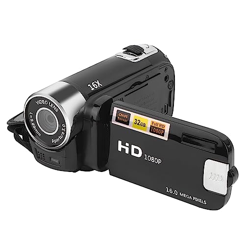 ASHATA Protable Video Camera Camcorder 16MP 16X Zoom Digital Camera Recorder with 2.7in IPS Screen 270 ° Rotary, Anti Shake Handheld DV Digital Camcorder for Students Teens Beginner