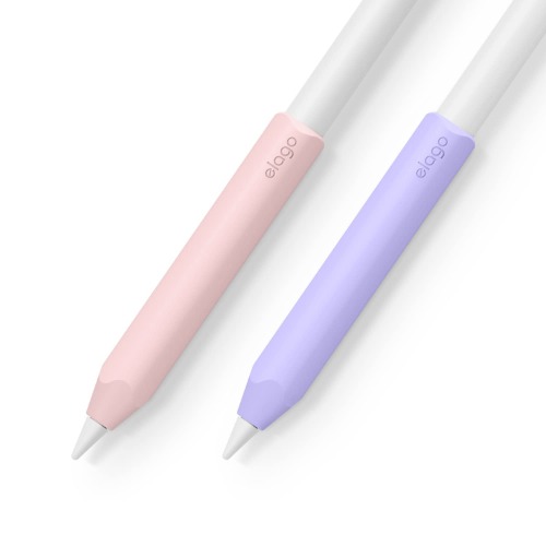 elago Pencil Grip 2 Pack Silicone Holder Compatible with Apple Pencil 2nd Generation, Compatible with iPad Pencil 2 Cover, Stylus Sleeve, Ergonomic Design, Compatible with Double Tap(Pink, Lavender) - Pink, Lavender