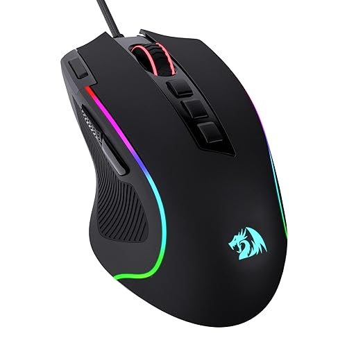 Redragon M612 Predator RGB Gaming Mouse, 8000 DPI Wired Optical Mouse with 11 Programmable Buttons & 5 Backlit Modes, Software Supports DIY Keybinds Rapid Fire Button - Black - Wired