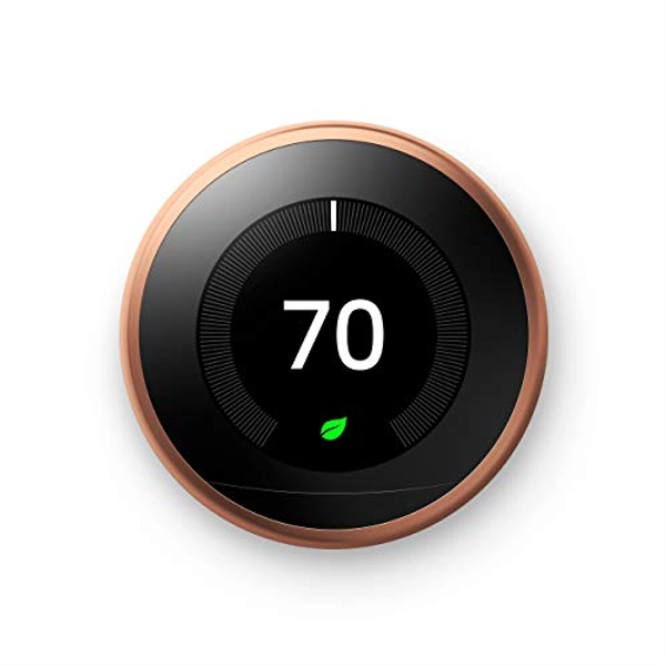 Google Nest Learning Thermostat - Programmable Smart Thermostat for Home - 3rd Generation Nest Thermostat - Works with Alexa - Copper