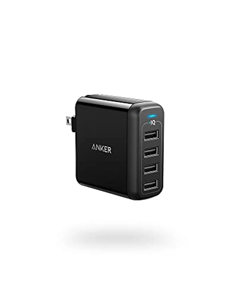 Anker Charger, 40W 4-Port USB Phone Charger with Foldable Plug, PowerPort 4 for iPhone 14/Pro/Pro Max/13/12, iPad Pro/Air/Mini, Galaxy S23/S22/S21, Note 20 Ultra, LG, Nexus, HTC, and More