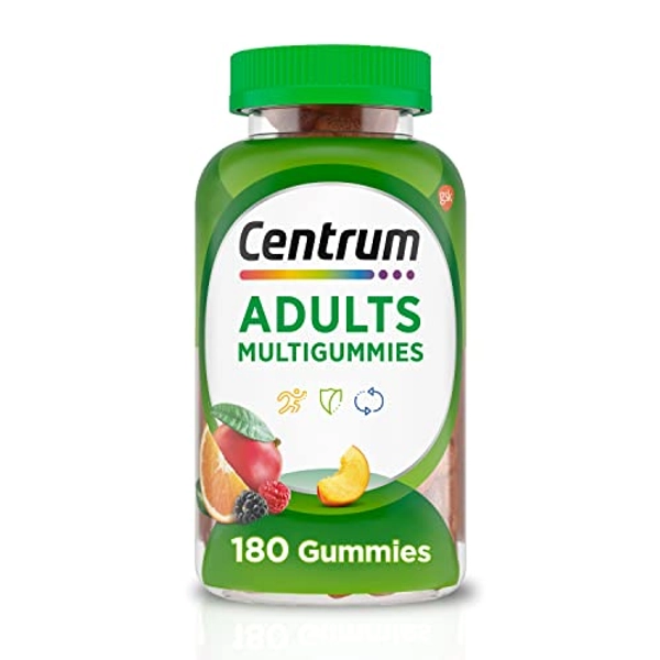 Centrum MultiGummies Gummy Multivitamin for Adults, Multivitamin/Multimineral Supplement with Vitamins D, B and E, Assorted Fruit Flavor - 180 Count