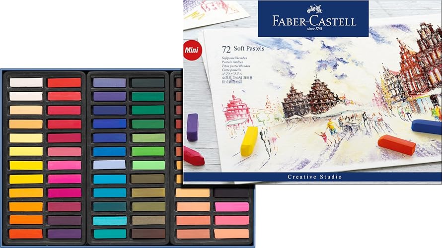 Faber-Castell Creative Studio Soft Pastels Mini, Multicoloured, Cardboard Wallet Of 72, For Art, Craft, Drawing, Sketching, Home, School, University, Colouring - 72 count (Pack of 1) - Multicolor