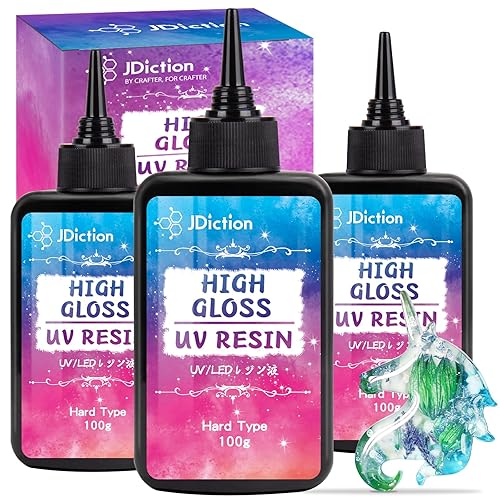 JDiction UV Resin, 300g High Gloss UV Resin Clear Solar Cure Sunlight Activated Glue Hard UV Resin Kit for Jewelry Making, Casting and Coating, DIY Crafts, Resin Art Supplies - 300g