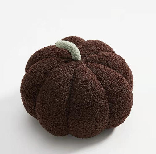Fluffy Pumpkin Cushion | 45cm / Coffee - boucle - round shape