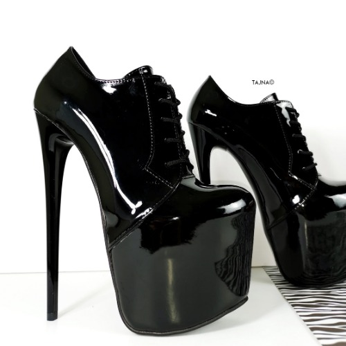 Oxford Ankle Black Patent  High Heels | Eu40 /UK6.5/ USw9 / Photo Colour / 19 cm