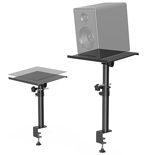 Paire Statifs de Table avec Pince pour Haut-parleurs,Support de Table Enceintes de Monitoring Studio, Enceinte jusqu'à 30kg,Black