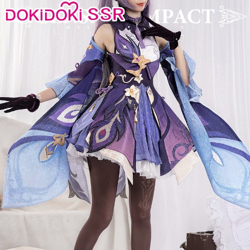 【S/M Ready For Ship】【Size S-2XL】DokiDoki-SSR Game Genshin Impact Keqing Cosplay Ke Qing Costume | L
