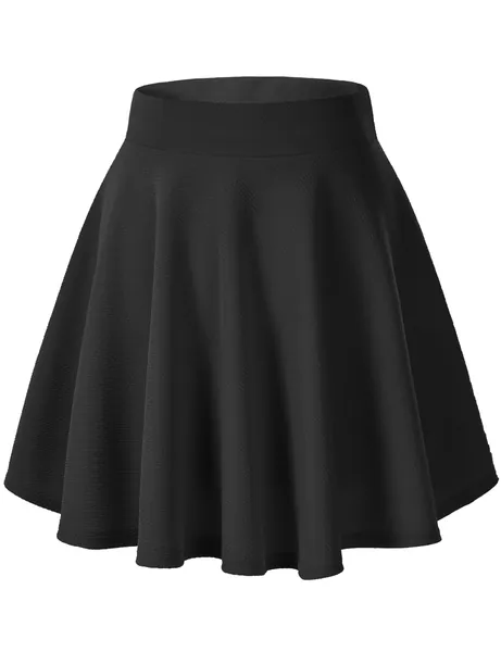 Urban CoCo Women's Basic Versatile Stretchy Flared Casual Mini Skater Skirt - Black Small