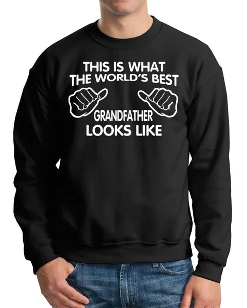 Worlds Best Grandfather Sweater Grandpa Sweatshirt - X-Large Black