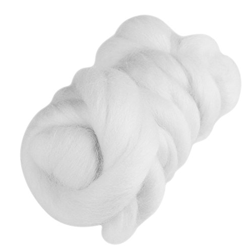 55g Colored Needle Felting Wool Fibre Wool Yarn Roving Wool for Needle Felting Hand Spinning Weaving Doll Making (white) - white