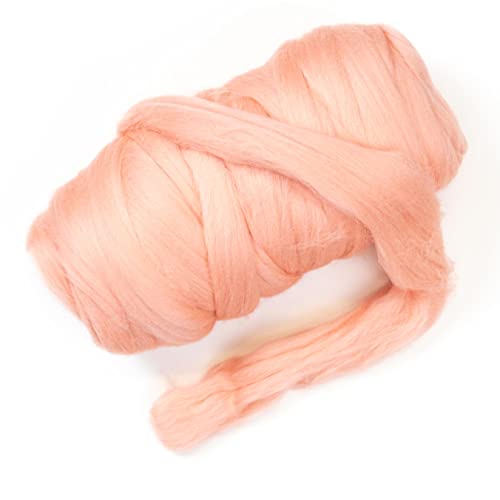 Kondoos Colored Natural Wool roving, 1 lb. Best Wool for Needle Felting, Wet Felting, handcrafts and Spinning. (Salmon Pink, 1 lb) - Salmon Pink