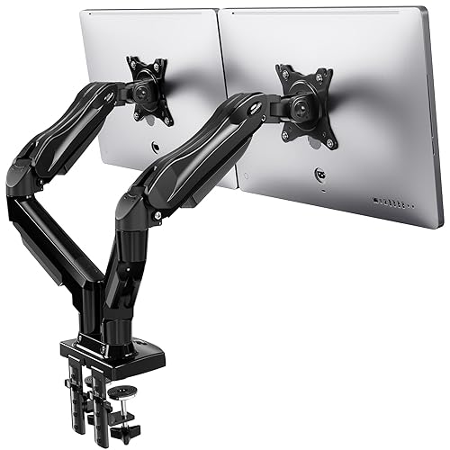 HUANUO Dual Monitor Stand for 13 to 32 Inch Screens, Dual Monitor Arm Desk Mount for Curved Flat Screens, Double Monitor Arm Support VESA 75 & 100 mm - Black
