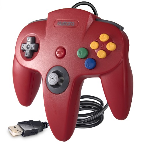 Classic N64 Controller for PC, kiwitatá N64 Bit Wired USB Remote Game Pad Controller for Windows PC/MAC Raspberry Pi 3 - Red 1Pack