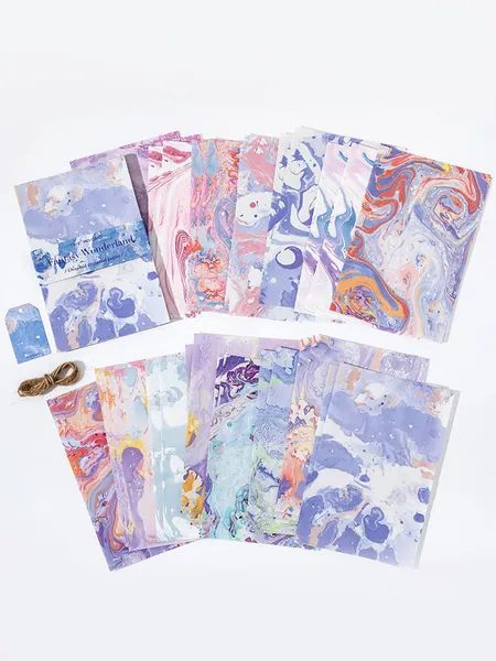 30pcs/set Random Fantasy Pattern Material Paper, Cute Decorative Craft Paper For  Student For Journal Notebook Decoration