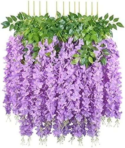 SRK 12pcs 3.6 Feet/Piece Artificial Fake Wisteria Vine Ratta Hanging Garland Silk Flowers String Home Party Wedding Decor (Purple) : Amazon.ca: Home