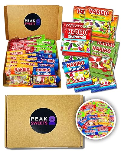 Haribo Mini Bags Gift Box Set - 40 Haribo Bulk Sweets for Kids Ideal as Sweet Hamper, Letterbox Gifts, and Party Sweets for Birthdays
