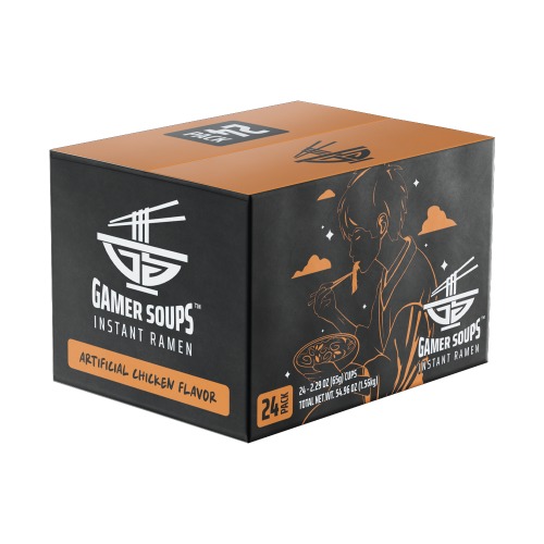 Gamer Soups Instant Noodles - Chicken (24 Cup Box)