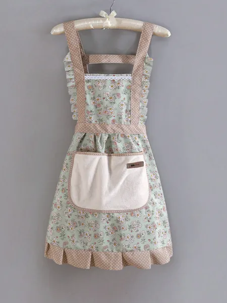 Ditsy Floral Print Ruffle Trim Apron