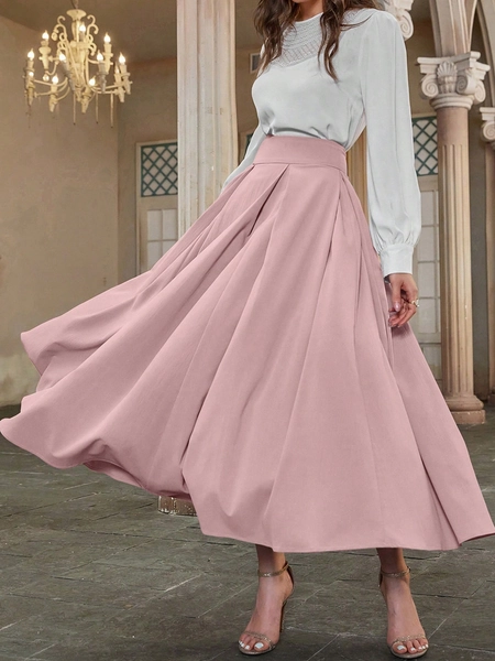 Modely High Waist Fold Pleated Skirt