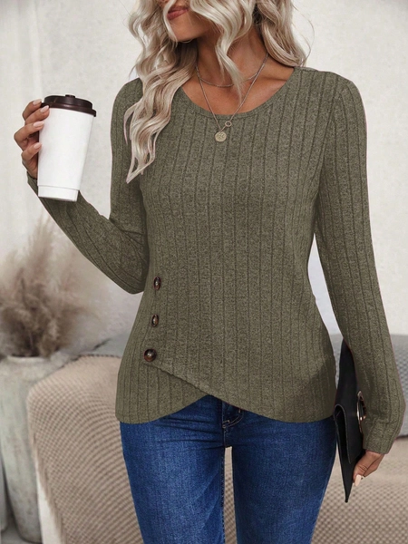 Women's Irregular Hem Ribbed Tee