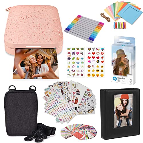 HP Sprocket Portable 2x3 Instant Color Photo Printer (Blush Pink) Starter Bundle - Blush Pink - Starter Bundle