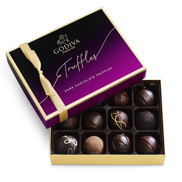 Godiva Chocolatier Dark Chocolate Truffles Assorted Chocolate Gift Box, 12 pc.