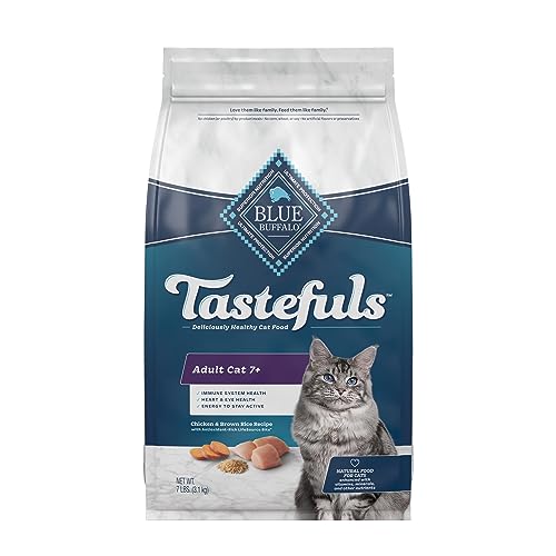 Blue Buffalo Tastefuls Adult 7+ Natural Dry Cat Food, Chicken 7lb bag - Chicken & Brown Rice - 7 Pound (Pack of 1)