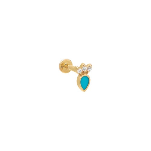 Piercing Turquoise x Diamond Multi-Shape Stud Earring 14K