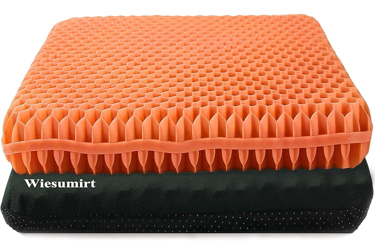 Plus Size Gel Seat Cushion for Long Sitting, Extra Large and Thicken Seat Cushion, Back, Hip, Sciatica, Tailbone Pain Relief Cushion for Office Chairs, Wheelchairs, Cars, Stadium. (Orange)