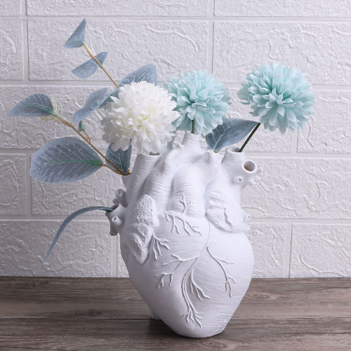 Herz Vase Anatomisches Europäisches kreatives Vasenharzmaterial, geeignet für Moderne deko Heimtextilien, Blumentopf Blumendekoration Vasendekoration (Weiß) - Weiß